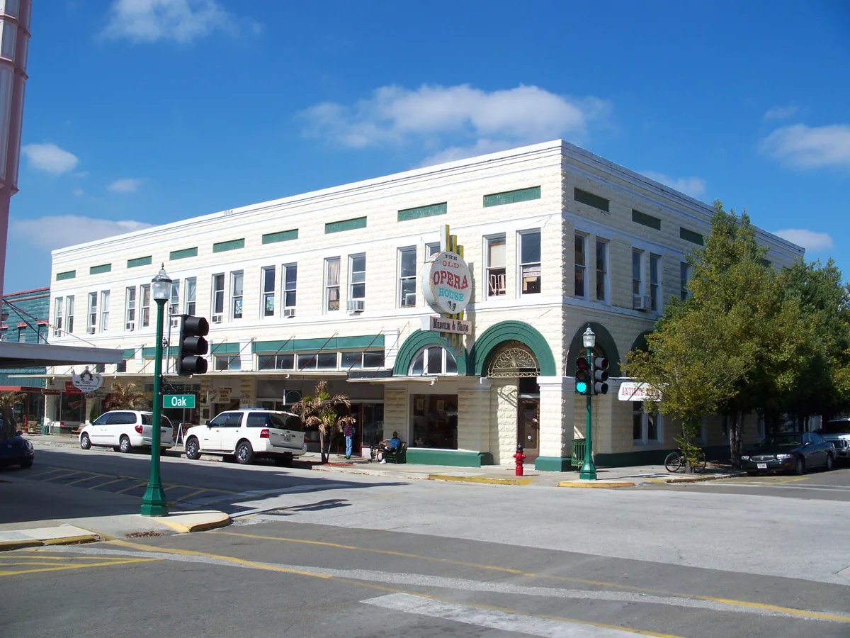 Historic Heard Opera House corner building and entrance in downtown Arcadia