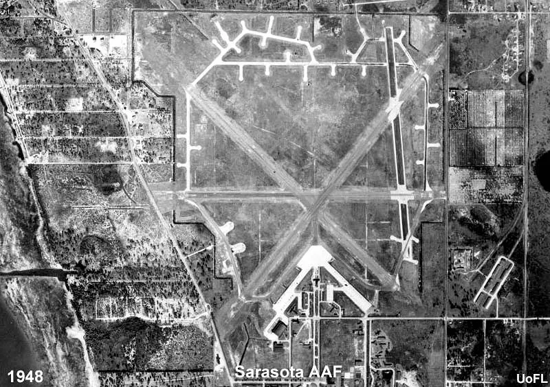 Historical aerial photograph of Sarasota Army Airfield, Sarasota, Florida, 1948.