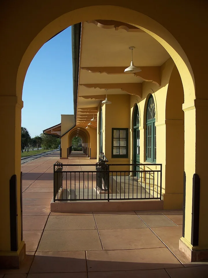 Covered walkway at historic Venice Train Depot